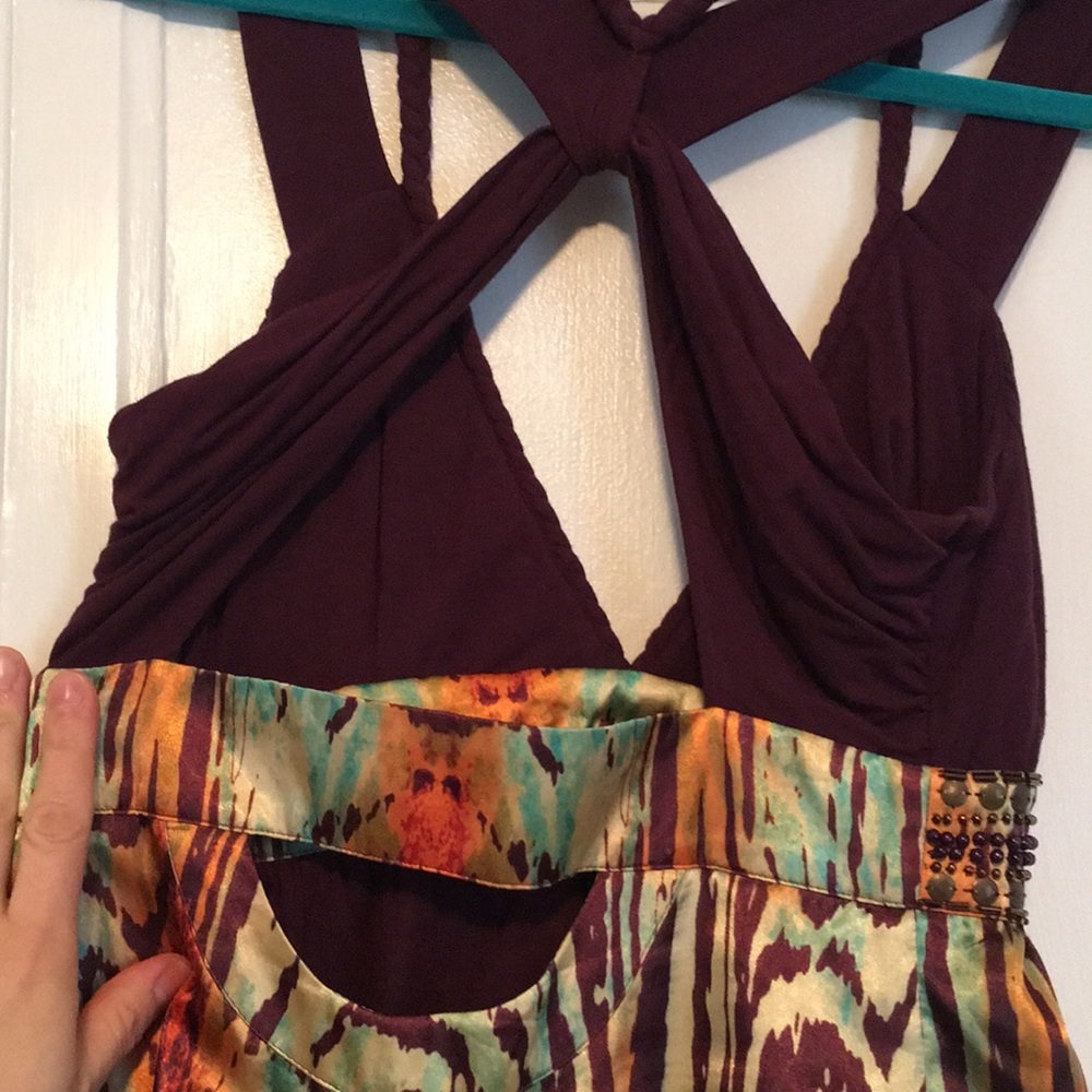 Arden B Purple Multicolor Printed Halter Dress - Picture 5 of 7